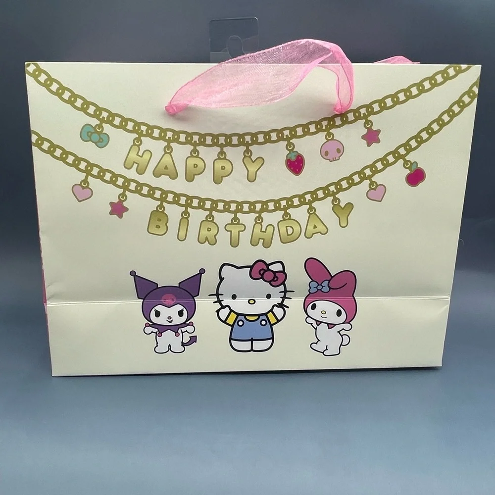 Hello Kitty and Friends Birthday Gift Bag with Pink and Gold Accents, NWT